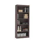 Ensemble de bureau en L blanc / gris écorce / chocolat avec classeur et bibliothèque – 1 personne