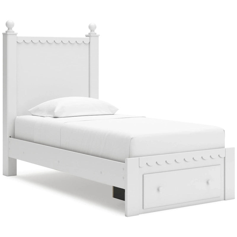 Tête de lit en panneau blanc, style festonné, jumeau/double, 1 personne