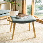 Banc mi-siècle bleu/beige et naturel, 1 place