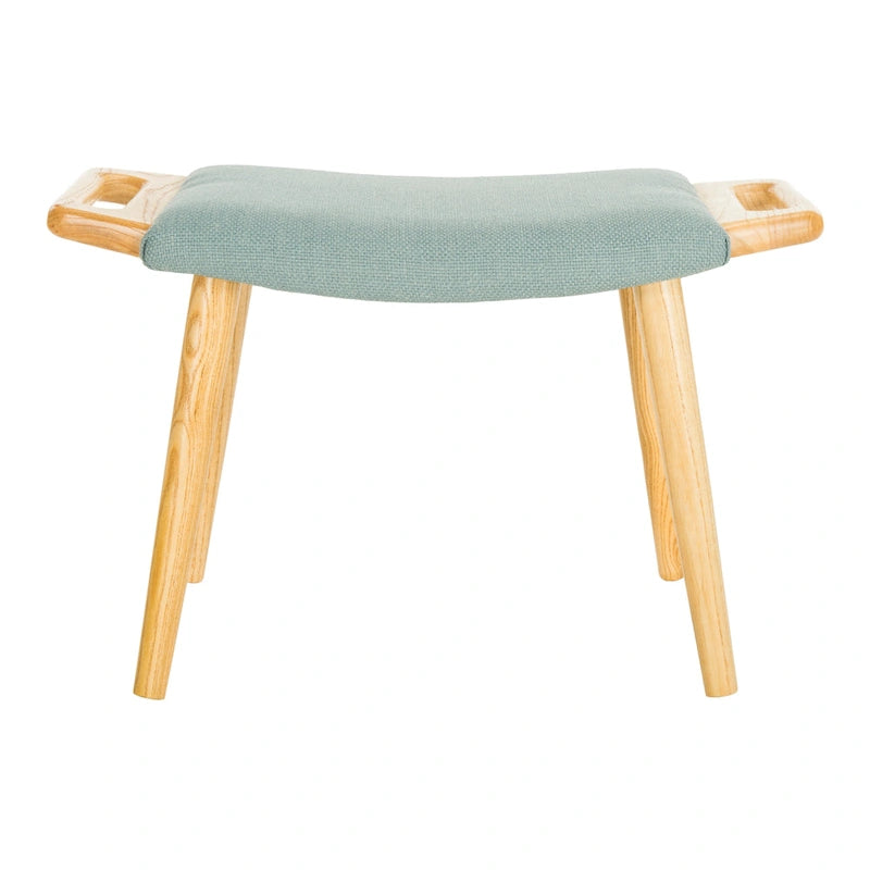 Banc mi-siècle bleu/beige et naturel, 1 place