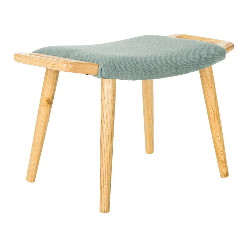 Banc mi-siècle bleu/beige et naturel, 1 place