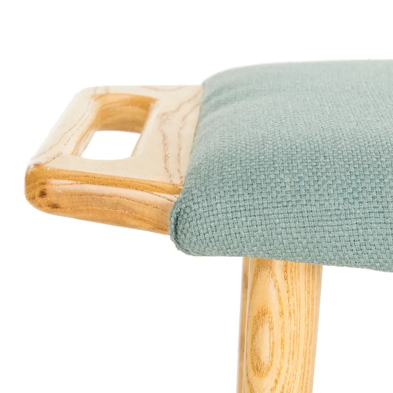 Banc mi-siècle bleu/beige et naturel, 1 place