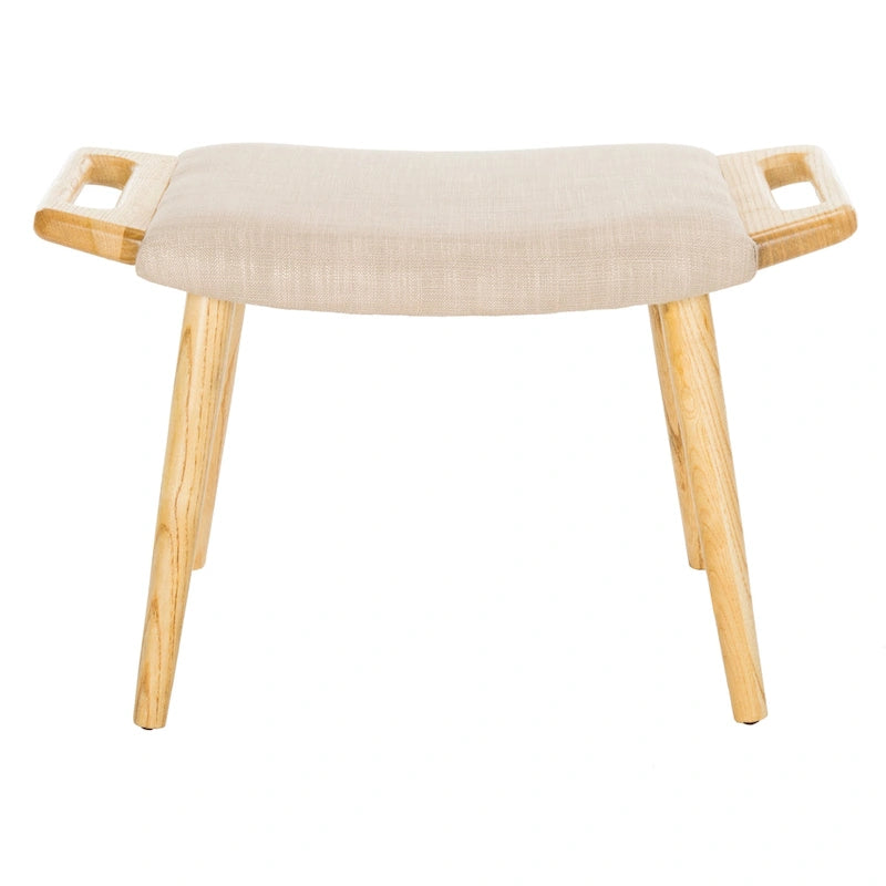 Banc mi-siècle bleu/beige et naturel, 1 place