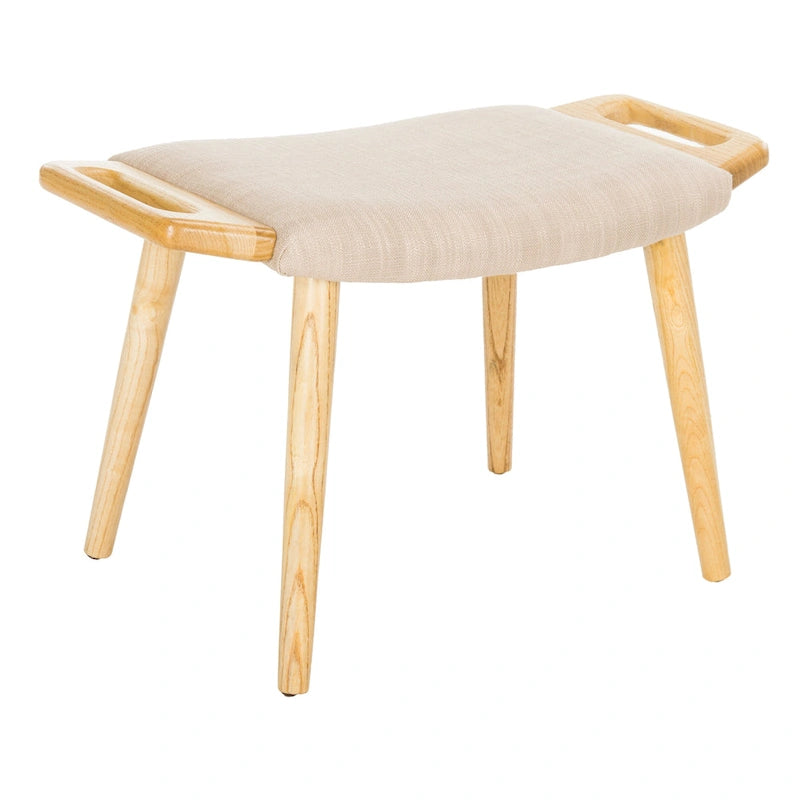 Banc mi-siècle bleu/beige et naturel, 1 place