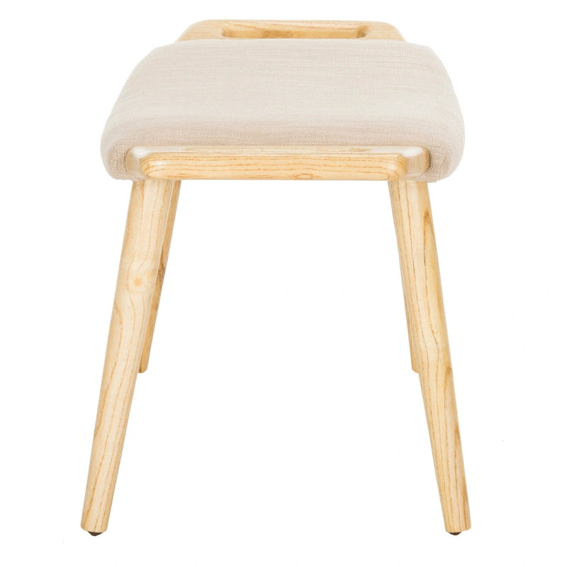 Banc mi-siècle bleu/beige et naturel, 1 place