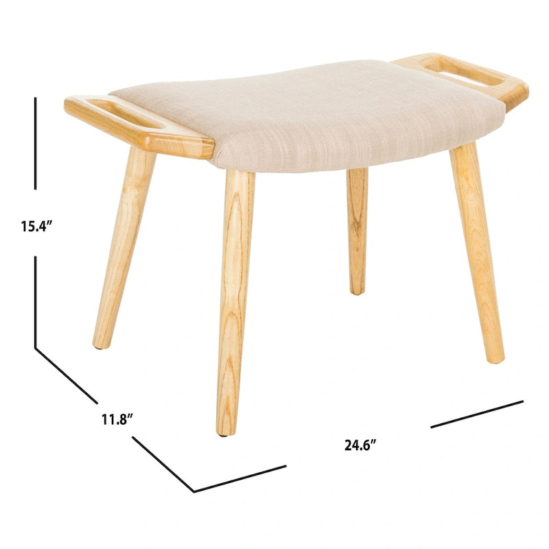 Banc mi-siècle bleu/beige et naturel, 1 place