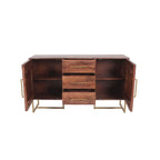 Cabinet de rangement 2 portes, 3 tiroirs, chevrons bruns