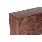 Cabinet de rangement 2 portes, 3 tiroirs, chevrons bruns