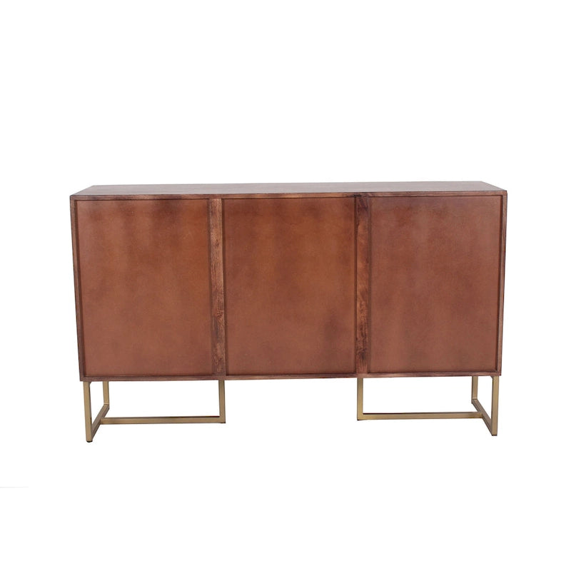 Cabinet de rangement 2 portes, 3 tiroirs, chevrons bruns