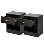 Table de chevet 1 tiroir blanc/noir – Lot de 2