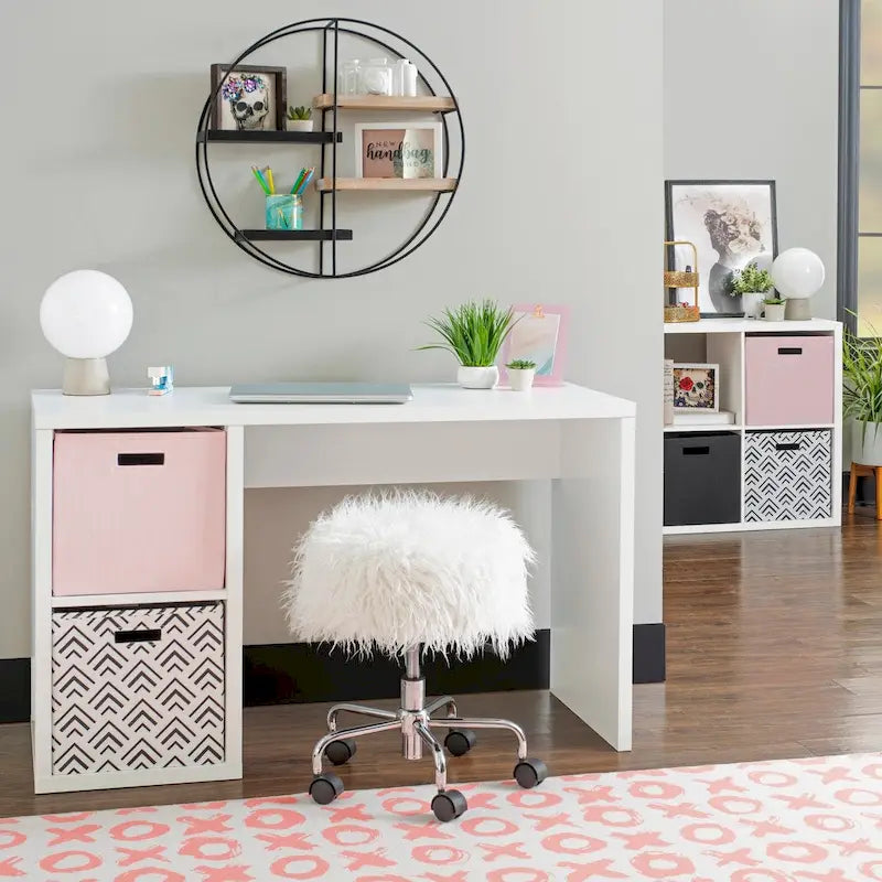 Espresso / Grey / White 2-Cube Storage Desk, 1-Person