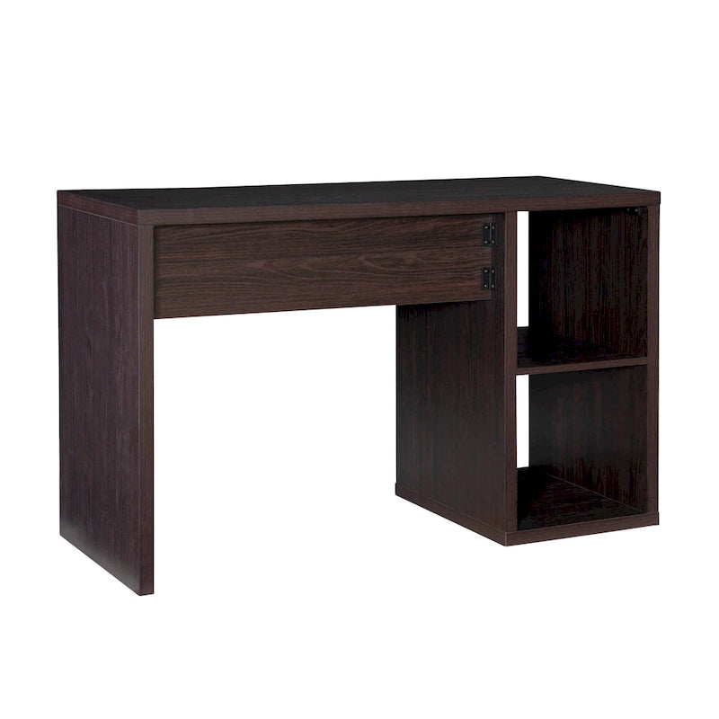 Espresso / Grey / White 2-Cube Storage Desk, 1-Person