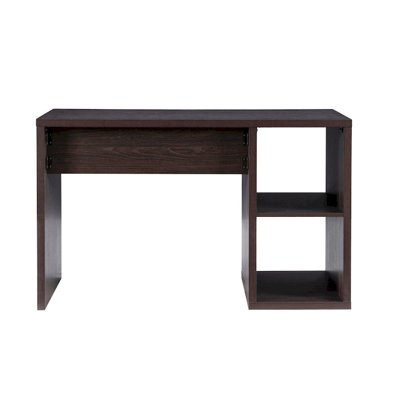Espresso / Grey / White 2-Cube Storage Desk, 1-Person