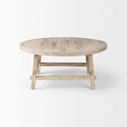Table basse ronde en bois massif blond de 36", style rustique, pour 1 personne