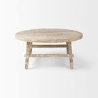 Table basse ronde en bois massif blond de 36", style rustique, pour 1 personne