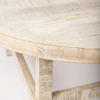 Table basse ronde en bois massif blond de 36", style rustique, pour 1 personne