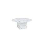 Table à manger ronde en marbre blanc, base cubique, 4-6 places