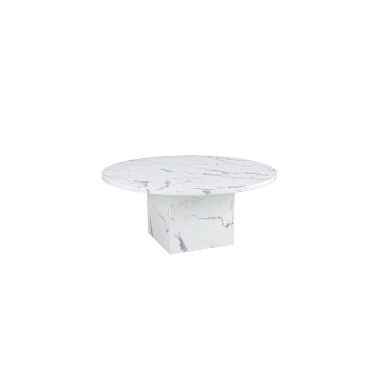 Table à manger ronde en marbre blanc, base cubique, 4-6 places