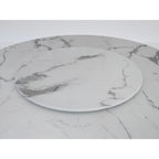 Table à manger ronde en marbre blanc, base cubique, 4-6 places