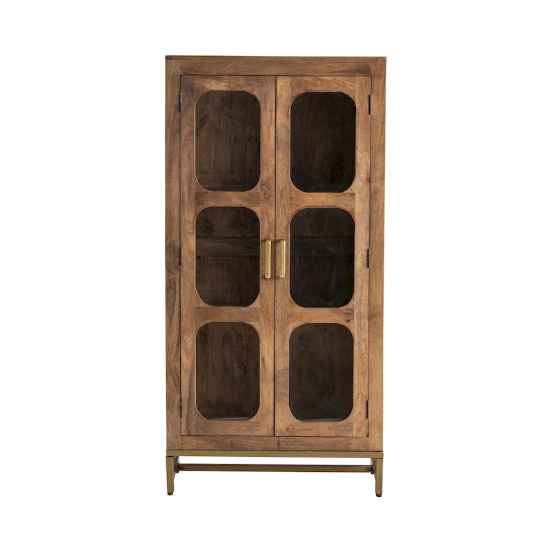 Vitrine en bois brun moyen à deux portes, 30×16×61 po
