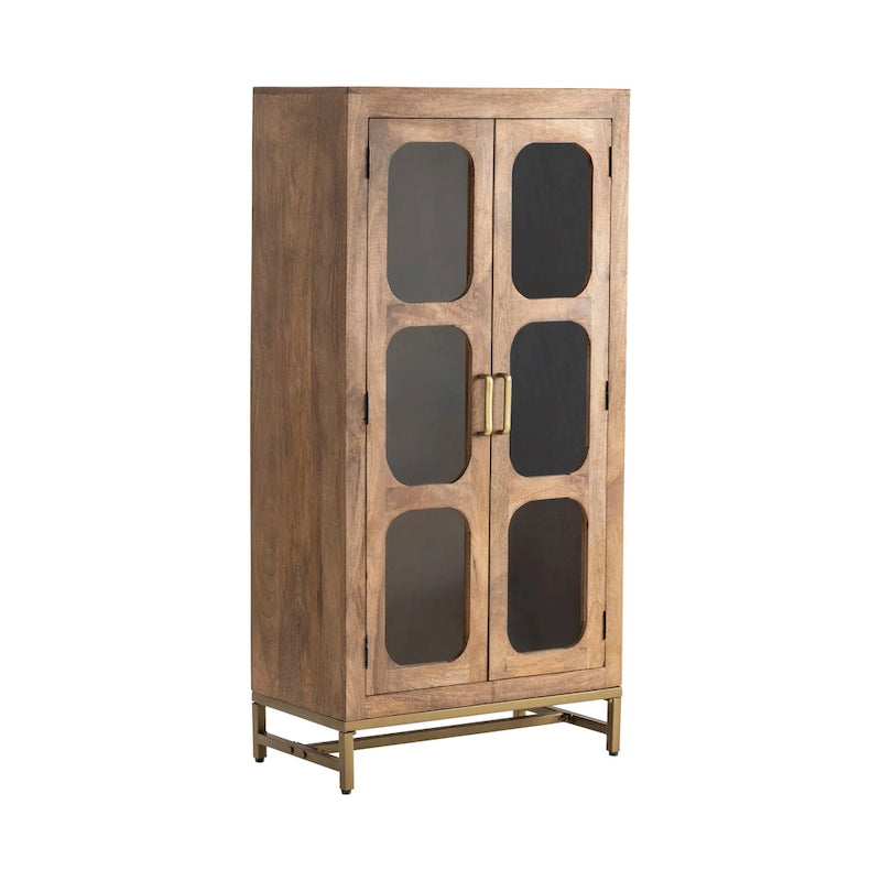 Vitrine en bois brun moyen à deux portes, 30×16×61 po
