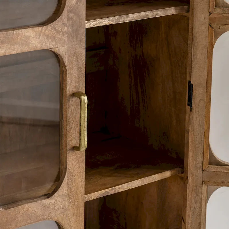 Vitrine en bois brun moyen à deux portes, 30×16×61 po