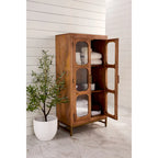 Vitrine en bois brun moyen à deux portes, 30×16×61 po