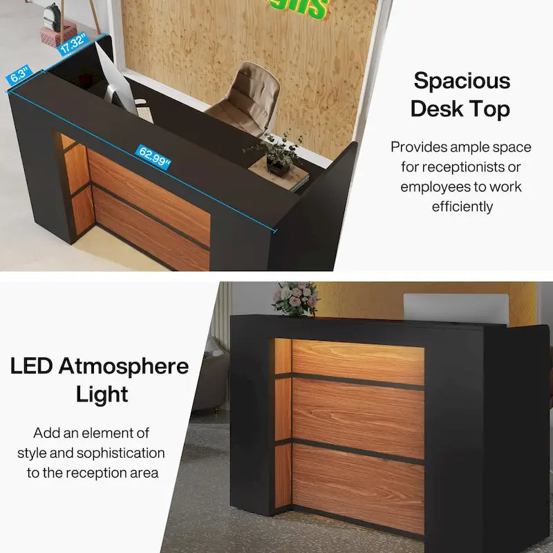 Comptoir d'accueil LED Blanc/Brun - 1 personne