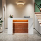 Comptoir d'accueil LED Blanc/Brun - 1 personne