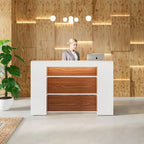 Comptoir d'accueil LED Blanc/Brun - 1 personne