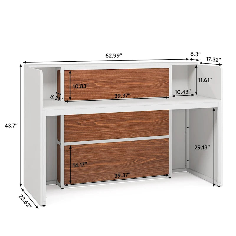 Comptoir d'accueil LED Blanc/Brun - 1 personne