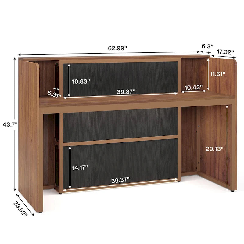 Comptoir d'accueil LED Blanc/Brun - 1 personne