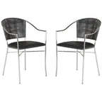 Fauteuil en rotin noir, style Mid-Century, lot de 2