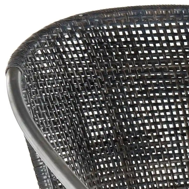 Fauteuil en rotin noir, style Mid-Century, lot de 2