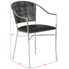 Fauteuil en rotin noir, style Mid-Century, lot de 2