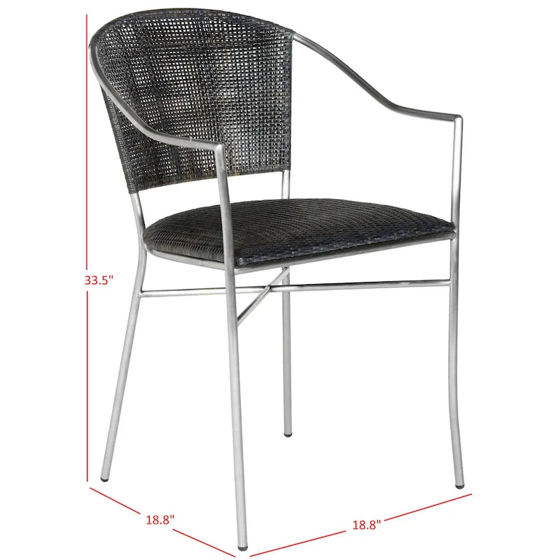 Fauteuil en rotin noir, style Mid-Century, lot de 2