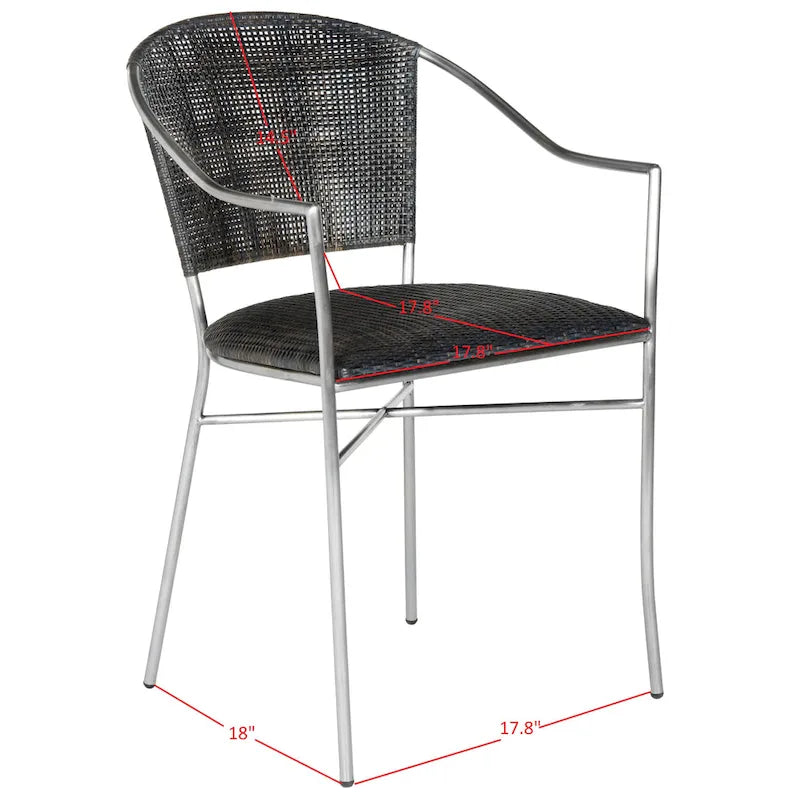 Fauteuil en rotin noir, style Mid-Century, lot de 2