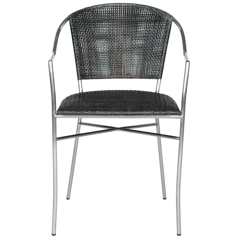 Fauteuil en rotin noir, style Mid-Century, lot de 2