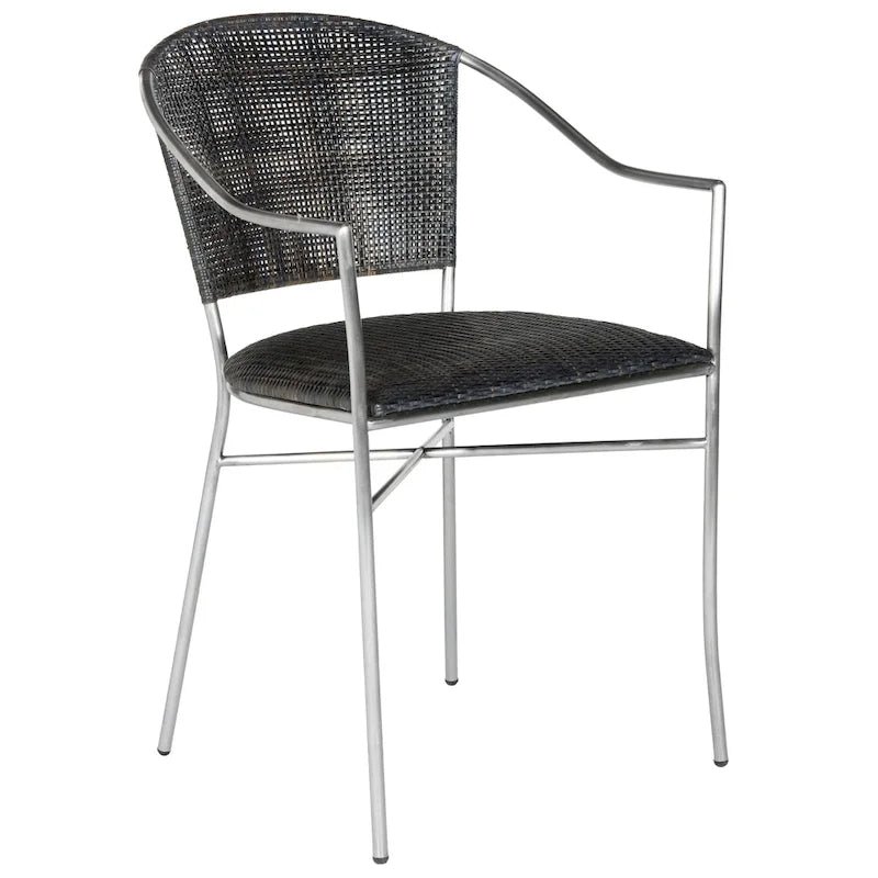 Fauteuil en rotin noir, style Mid-Century, lot de 2