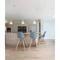 Set of 2 Modern 28 Color Seat Height DSW Molded Armless Plastic Counter Bar Stool Natural Wood Eiffel Dowel Legs Kitchen