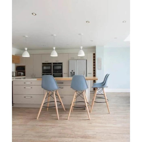 Set of 2 Modern 28 Color Seat Height DSW Molded Armless Plastic Counter Bar Stool Natural Wood Eiffel Dowel Legs Kitchen
