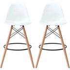 Tabouret de comptoir sans accoudoirs en plastique moulé, pieds Eiffel en bois, hauteur d'assise de 71 cm – Lot de 2