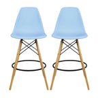 Tabouret de comptoir sans accoudoirs en plastique moulé, pieds Eiffel en bois, hauteur d'assise de 71 cm – Lot de 2