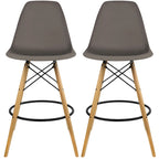 Tabouret de comptoir sans accoudoirs en plastique moulé, pieds Eiffel en bois, hauteur d'assise de 71 cm – Lot de 2