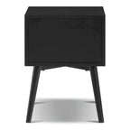 Table de chevet 2 tiroirs Mid-Century – Chêne clair / Noir / Chêne / Blanc