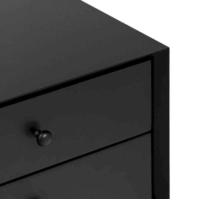 Table de chevet 2 tiroirs Mid-Century – Chêne clair / Noir / Chêne / Blanc