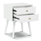 Table de chevet 2 tiroirs Mid-Century – Chêne clair / Noir / Chêne / Blanc