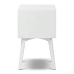 Table de chevet 2 tiroirs Mid-Century – Chêne clair / Noir / Chêne / Blanc