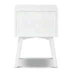Table de chevet 2 tiroirs Mid-Century – Chêne clair / Noir / Chêne / Blanc