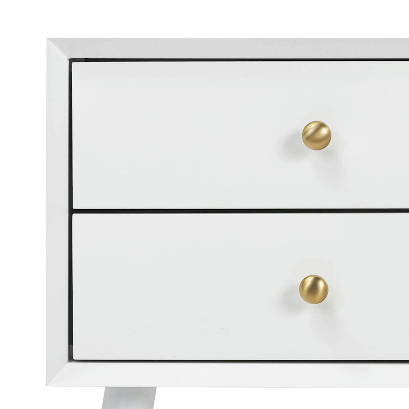 Table de chevet 2 tiroirs Mid-Century – Chêne clair / Noir / Chêne / Blanc